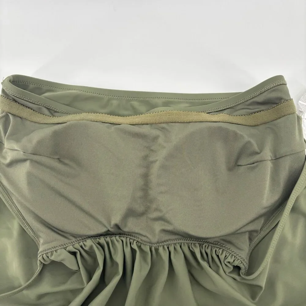Cupshe Flounce Bikini Top Olive Green Womens Size Large Ruffle Padded Adjustable